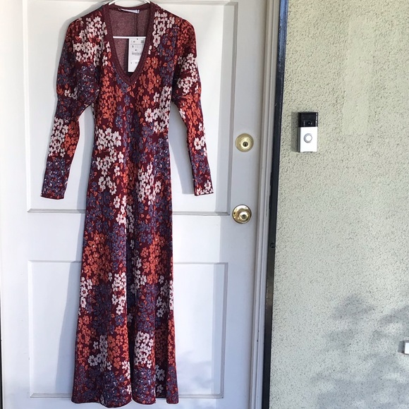 ZARA, FLORAL JACQUARD KNIT DRESS, sz S, NWT - Picture 10 of 14